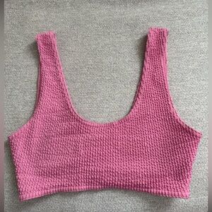 White Fox Boutique Pink Textured Crop Top